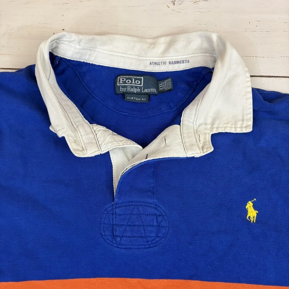 Polo Ralph Lauren Custom Fit Rugby Polo Shirt 2XL Striped Colorblock Vintage